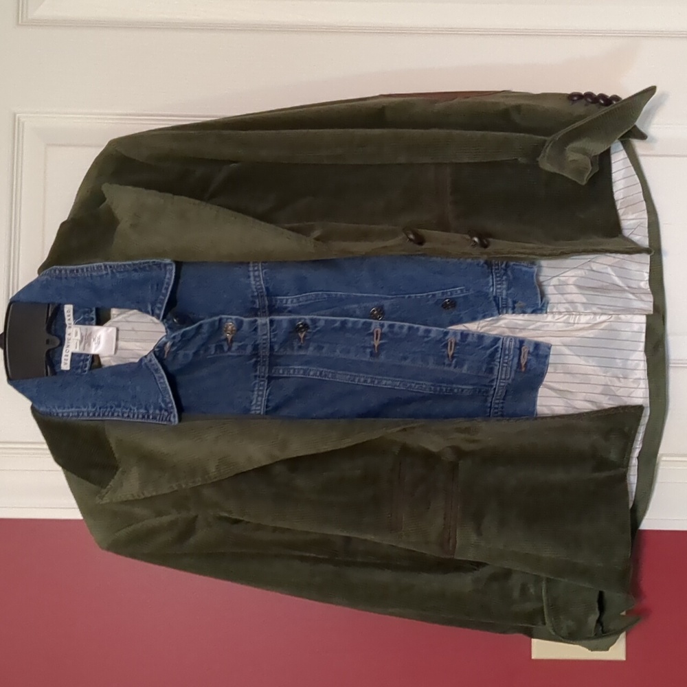 Veronica Beard Olive Green Corduroy Blazer With Denim  Insert  16 - Picture 5 of 7